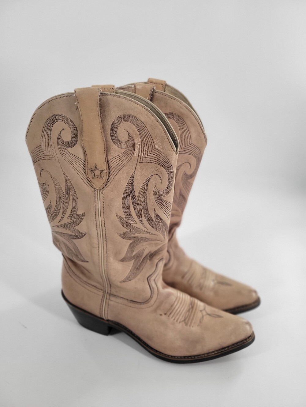 Durango Womens Beige/Tan Embroidered Western Heeled Boots Size 9